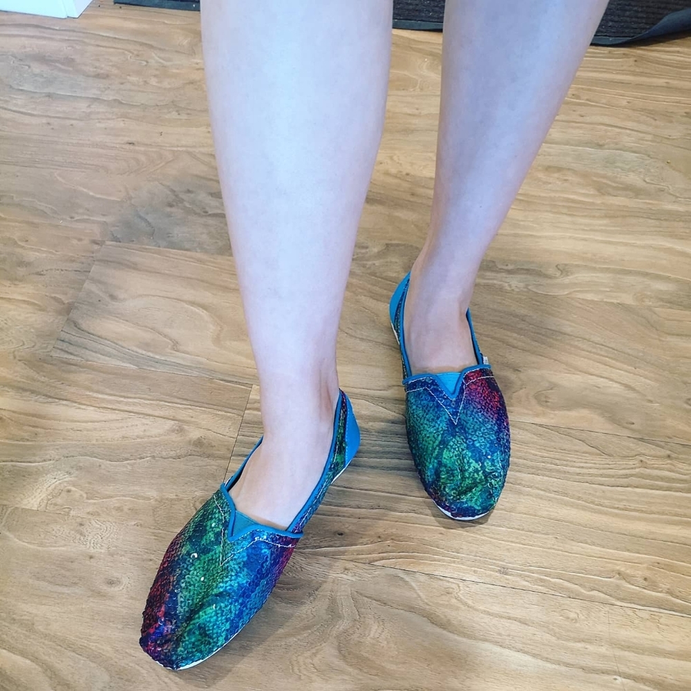 Colorful snake pattern slip on flat